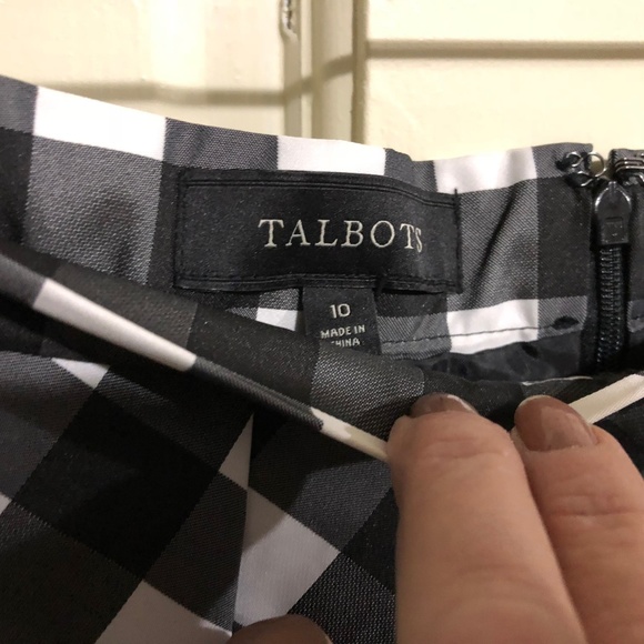 Talbots black white plaid full skirt NEW - Picture 4 of 8
